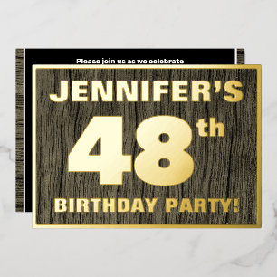 Invitation En Aluminium Fête d'anniversaire 48 ans : motif gras à faux gra