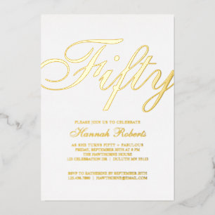 Invitation En Aluminium Fête d'anniversaire 50 ans Fifty and Fabulous avec