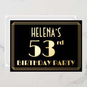 Invitation En Aluminium Fête d'anniversaire 53 ans : Thème Art Déco “53” a