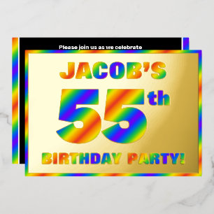 Invitation En Aluminium Fête d'anniversaire 55 ans — « 55 » spectre arc-en