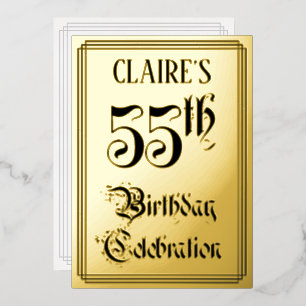 Invitation En Aluminium Fête d'anniversaire 55 ans — Écriture élégante + N