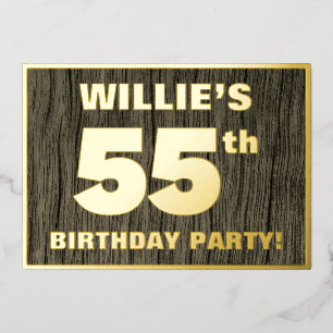 Invitation En Aluminium Fête d'anniversaire 55 ans : Motif gras imitation
