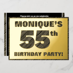 Invitation En Aluminium Fête d'anniversaire 55 ans — Texte à grain de bois