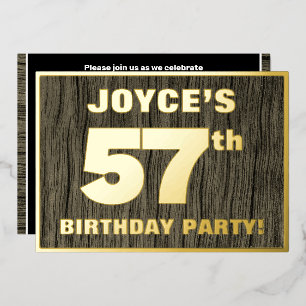 Invitation En Aluminium Fête d'anniversaire 57 ans : motif gras imitation 