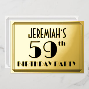 Invitation En Aluminium Fête d'anniversaire 59 ans — Style Art déco « 59 »