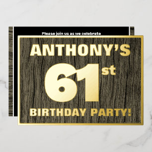 Invitation En Aluminium Fête d'anniversaire 61 ans : motif gras imitation