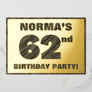 Invitation En Aluminium Fête d'anniversaire 62 ans — Texte à grain de bois
