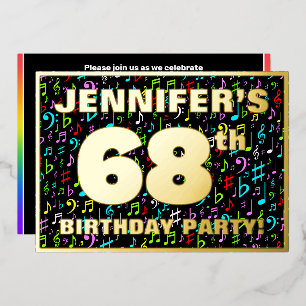 Invitation En Aluminium Fête d'anniversaire 68 ans — Symboles musicaux col