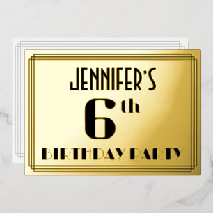 Invitation En Aluminium Fête d'anniversaire 6 ans : décoration Art Déco “6