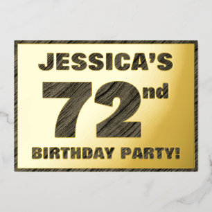 Invitation En Aluminium Fête d'anniversaire 72 ans — Texte à grain de bois
