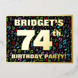 Invitation En Aluminium Fête d'anniversaire 74 ans — Symboles musicaux col