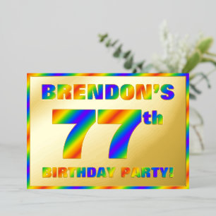 Invitation En Aluminium Fête d'anniversaire 77 ans — « 77 » spectre arc-en