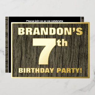 Invitation En Aluminium Fête d'anniversaire 7 ans: motif gras de faux grai