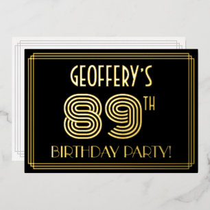 Invitation En Aluminium Fête d'anniversaire 89ème — Style Art Déco “89” +