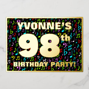 Invitation En Aluminium Fête d'anniversaire 98 ans — Symboles musicaux col