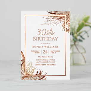 Invitation En Aluminium Fête d'anniversaire Bohème Bohème 30 ans Rose Gold