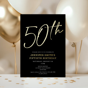 Invitation En Aluminium Fête d'anniversaire cinquantième 50e Moderne Chic