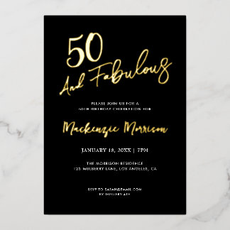 Invitation En Aluminium Fête d'anniversaire cinquantième noire et fabuleus