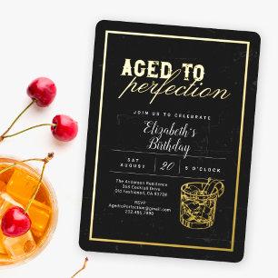 Invitation En Aluminium Fête d'anniversaire cocktail vieilli à la perfecti
