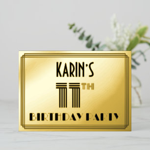 Invitation En Aluminium Fête d'anniversaire de 11 ans — Style Art Déco “11