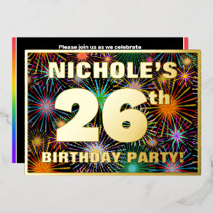Invitation En Aluminium Fête d'anniversaire de 26 ans — Feu d'artifice amu