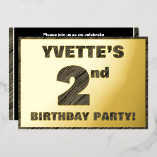 Invitation En Aluminium Fête d'anniversaire de 2 ans — Texte à grain de bo