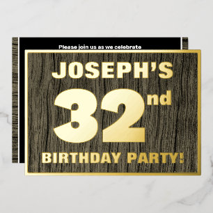 Invitation En Aluminium Fête d'anniversaire de 32 ans : motif audacieux im