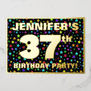 Invitation En Aluminium Fête d'anniversaire de 37 ans — motif d'étoiles am