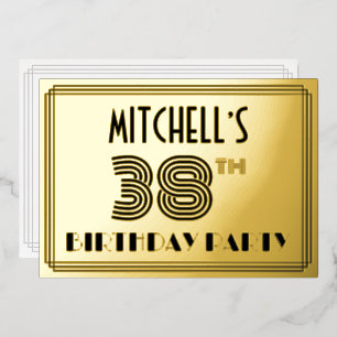 Invitation En Aluminium Fête d'anniversaire de 38 ans — Nom et « 38 » de s