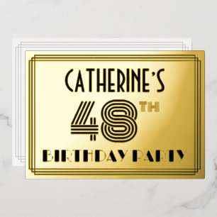Invitation En Aluminium Fête d'anniversaire de 48 ans — Nom et « 48 » de s
