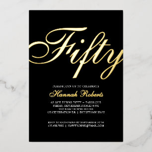 Invitation En Aluminium Fête d'anniversaire de 50 ans Fifty and Fabulous a