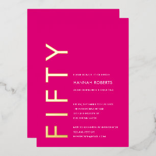 Invitation En Aluminium Fête d'anniversaire de 50 ans Fifty and Fabulous a