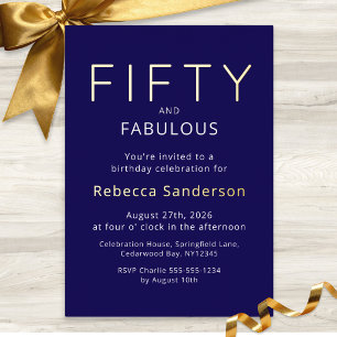 Invitation En Aluminium Fête d'anniversaire de 50 ans Fifty and Fabulous a