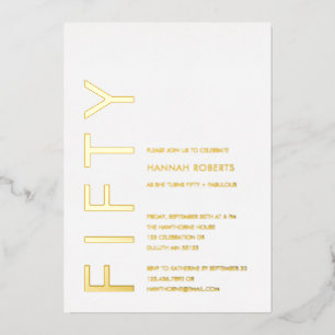 Invitation En Aluminium Fête d'anniversaire de 50 ans Fifty and Fabulous e