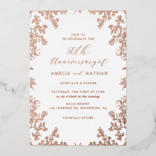 Invitation En Aluminium Fête d'anniversaire de 50 ans Rose Gold Vintage