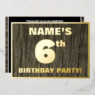 Invitation En Aluminium Fête d'anniversaire de 6 ans : motif gras à faux g