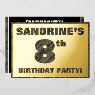 Invitation En Aluminium Fête d'anniversaire de 8 ans — Texte à grain de bo