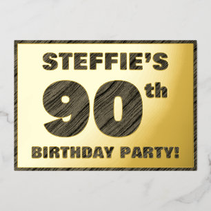 Invitation En Aluminium Fête d'anniversaire de 90 ans — Texte gras à motif