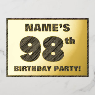 Invitation En Aluminium Fête d'anniversaire de 98 ans — Texte gras à motif