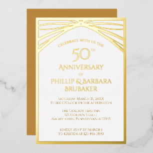 Invitation En Aluminium Fête d'anniversaire de mariage 50 ans Modern Arch 
