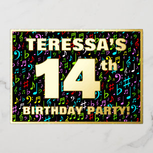 Invitation En Aluminium Fête d'anniversaire des 14 ans — Symboles musicaux
