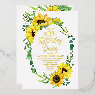 Invitation En Aluminium Fête d'anniversaire des 60 ans Tournesol Composi