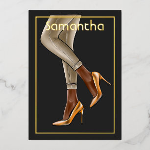 Invitation En Aluminium Fête d'anniversaire des femmes noires et d'or