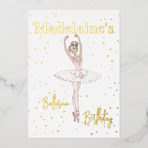 Invitation En Aluminium Fête d'anniversaire des filles de rose Ballerina T