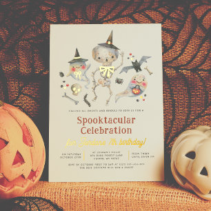 Invitation En Aluminium Fête d'anniversaire du Fantôme d'Halloween brillan