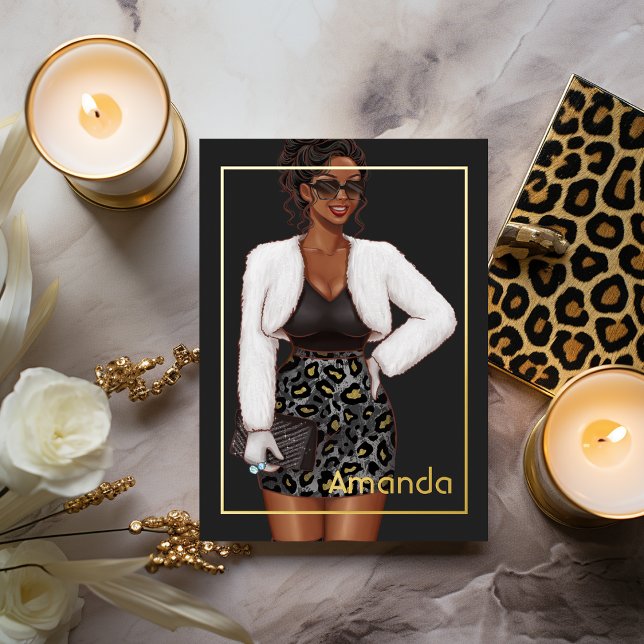 Invitation En Aluminium Fête d'anniversaire du léopard noir (Créateur téléchargé)