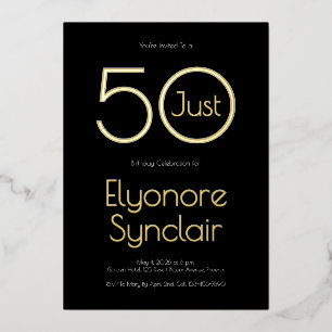 Invitation En Aluminium Fête d'anniversaire minimaliste Just Fifty 50 ans