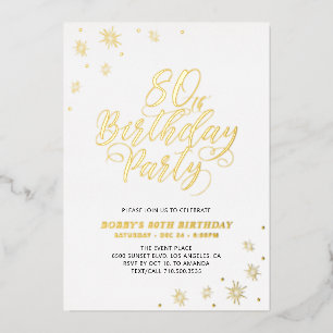 Invitation En Aluminium Fête d'anniversaire moderne 80e Real Foil Invitati