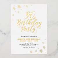 Fête d'anniversaire moderne 90e Real Foil Invitati