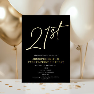Invitation En Aluminium Fête d'anniversaire moderne chic script vingt-et-u
